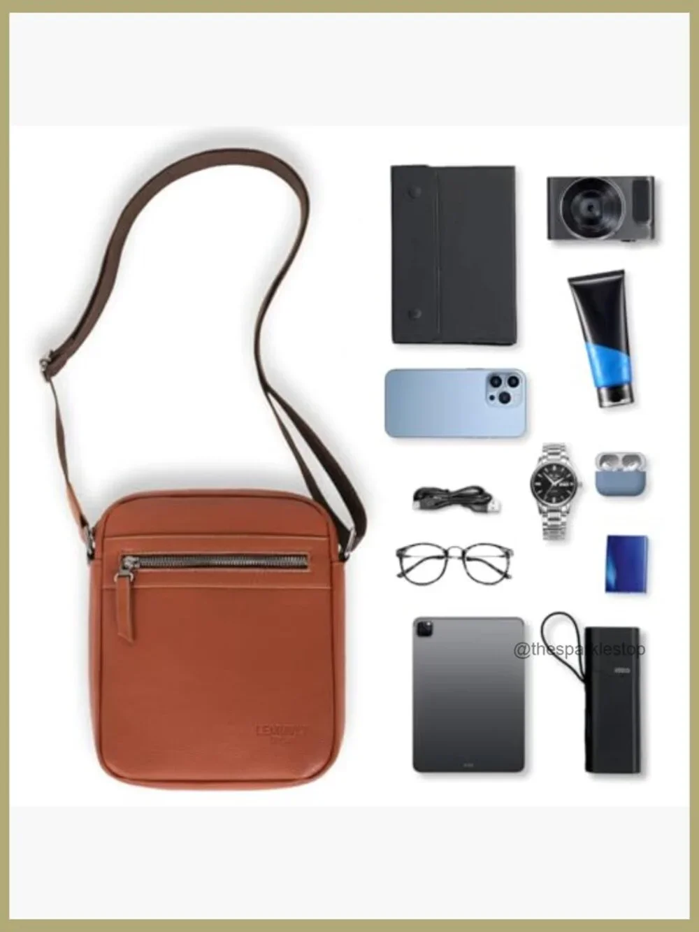PU Leather Small Crossbody Bag Messenger Sling Purse for Men